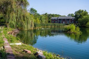 Scenic fishing pond at Colonial Crest Apartments